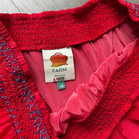 FARM RIO Summer Foliage Scarf Red Maxi Dress One Shoulder Floral - Size XS - Picture 4 of 14